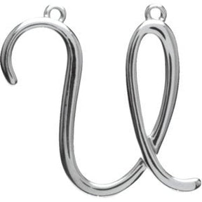 Platinum Initial U Script Necklace