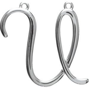 10K Gold Initial U Script Necklace - White Gold