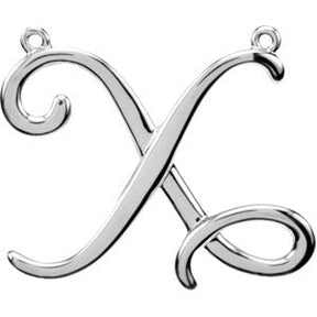 Platinum Initial X Script Necklace
