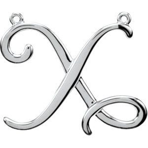 10K Gold Initial X Script Necklace - White Gold