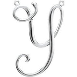18K Gold Initial Y Script Necklace - White Gold