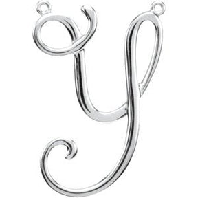 Platinum Initial Y Script Necklace
