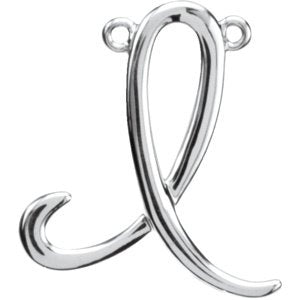 18K Gold Initial I Script Necklace - White Gold