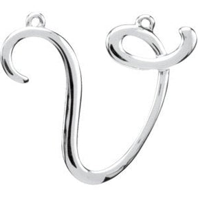 Platinum Initial V Script Necklace