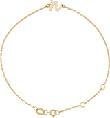 14K Gold Initial N Script Bracelet - Yellow Gold