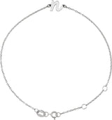 Platinum Initial N Script Bracelet