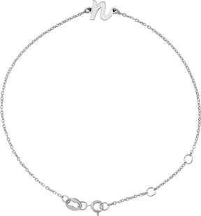Platinum Initial N Script Bracelet