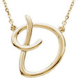 14K Gold Initial D Script Necklace – 17.7x15.9mm - Yellow Gold