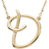 14K Gold Initial D Script Necklace – 17.7x15.9mm - Yellow Gold