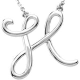 14K Gold Initial H Script Necklace – 21.7x18.4mm - White Gold