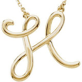 14K Gold Initial H Script Necklace – 21.7x18.4mm - Yellow Gold