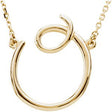 14K Gold Initial O Script Necklace – 17.3x16mm - Yellow Gold