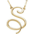 14K Gold Initial S Script Necklace – 18.7x13.3mm - Yellow Gold