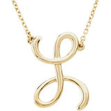 14K Gold Initial L Script Necklace – 19.4x13.8mm - Yellow Gold