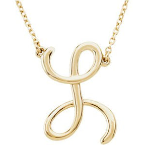 14K Gold Initial L Script Necklace – 19.4x13.8mm - Yellow Gold