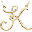 14K Gold Initial K Script Necklace – 22.9x18.6mm - Yellow Gold