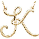 14K Gold Initial K Script Necklace – 22.9x18.6mm - Yellow Gold
