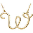 14K Gold Initial W Script Necklace – 27.1x15.9mm - Yellow Gold