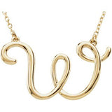14K Gold Initial W Script Necklace – 27.1x15.9mm - Yellow Gold
