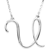 14K Gold Initial U Script Necklace – 17.8x17.6mm - White Gold