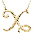 14K Gold Initial X Script Necklace – 21.4x17.7mm - Yellow Gold