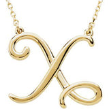 14K Gold Initial X Script Necklace – 21.4x17.7mm - Yellow Gold