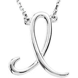 14K Gold Initial I Script Necklace – 16.9x15.1mm - White Gold