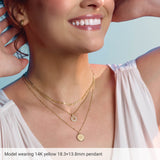 14K Gold Engravable Beaded Disc Necklace or Pendant - Rose Gold - view 10