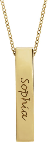 14K Gold Engravable Sculptural Bar Necklace or Pendant - Yellow Gold - view 4