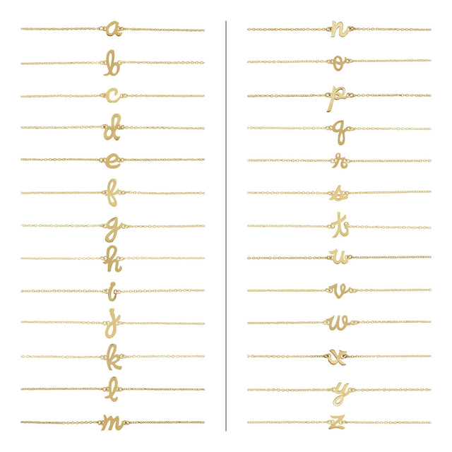 14K Gold Initial P Script Bracelet - Rose Gold - view 2