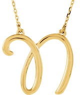 14K Gold Script Initial Necklace – 19x17.1mm - Yellow Gold