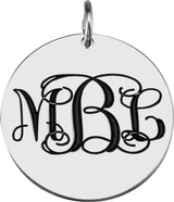 14K Gold Be Posh Engravable Disc Pendant - White Gold - view 4