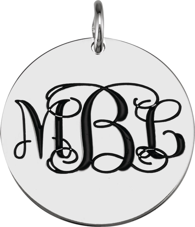 14K Gold Be Posh Engravable Disc Pendant - White Gold - view 4