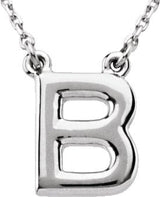 14K Gold Initial B Necklace - White Gold