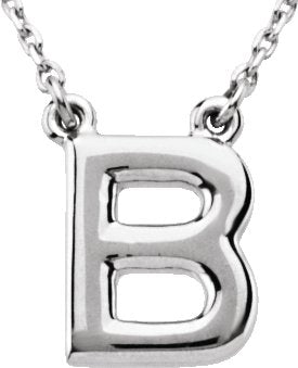 14K Gold Initial B Necklace - White Gold