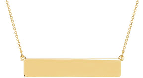 14K Gold Be Posh Engravable Bar Necklace - Yellow Gold