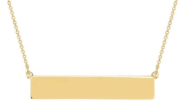 14K Gold Be Posh Engravable Bar Necklace - Yellow Gold