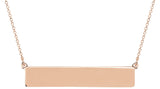 14K Gold Be Posh Engravable Bar Necklace - Rose Gold
