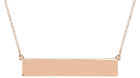 14K Gold Be Posh Engravable Bar Necklace - Rose Gold