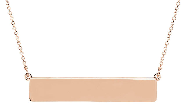 14K Gold Be Posh Engravable Bar Necklace - Rose Gold
