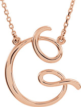 14K Gold Initial G Script Necklace – 19.2x17mm - Rose Gold