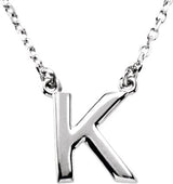 14K Gold Initial K Necklace - White Gold