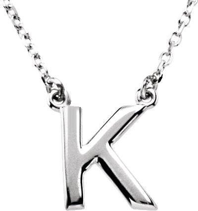 14K Gold Initial K Necklace - White Gold