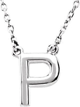 14K Gold Initial P Necklace - White Gold