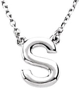 14K Gold Initial S Necklace - White Gold
