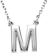 14K Gold Initial M Necklace - White Gold