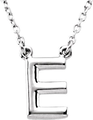 14K Gold Initial E Necklace - White Gold