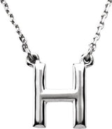 14K Gold Initial H Necklace - White Gold
