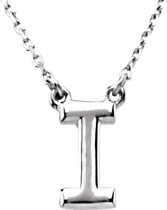 14K Gold Initial I Necklace - White Gold