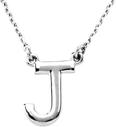 14K Gold Initial J Necklace - White Gold